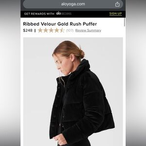 Alo Ribbed Velour Gold Rush Puffer